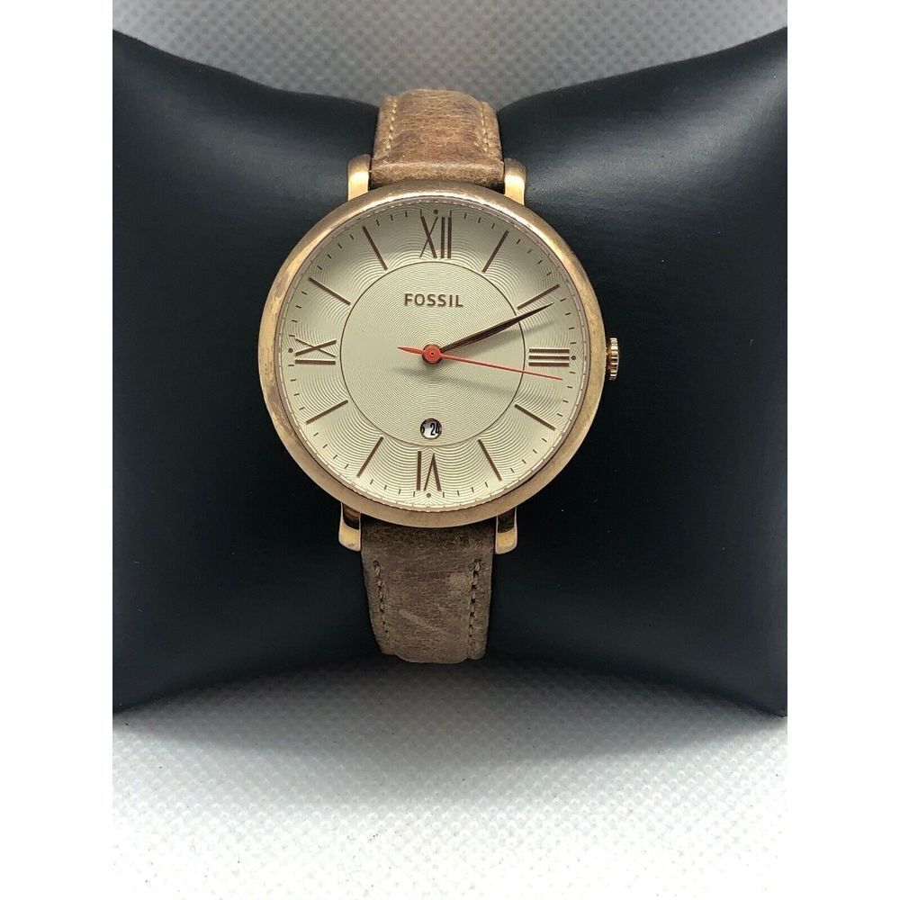 Fossil ES3487 Women's Leather Analog White Dial Quartz Genuine Wrist Watch BP142